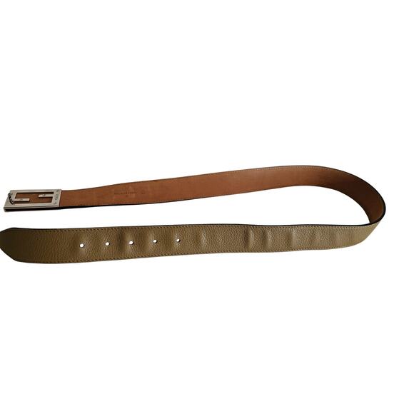 FENDI Baguette Sand Brown Calf Leather Silver Hardware Belt Size 90cm/36in - Picture 9 of 10